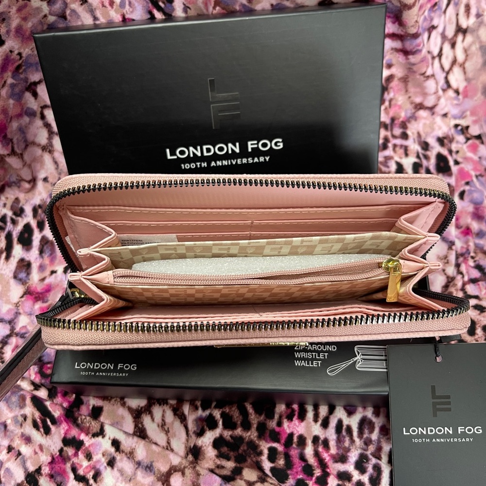 London Fog Adalia zip around wallet pink caviar